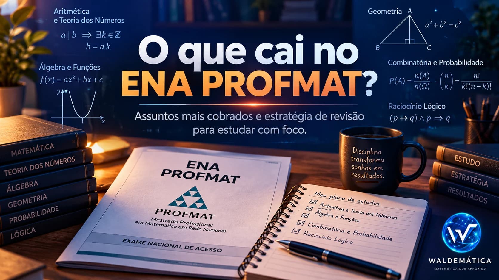 Materiais de estudo para o ENA PROFMAT com elementos de geometria, funções e raciocínio matemático.