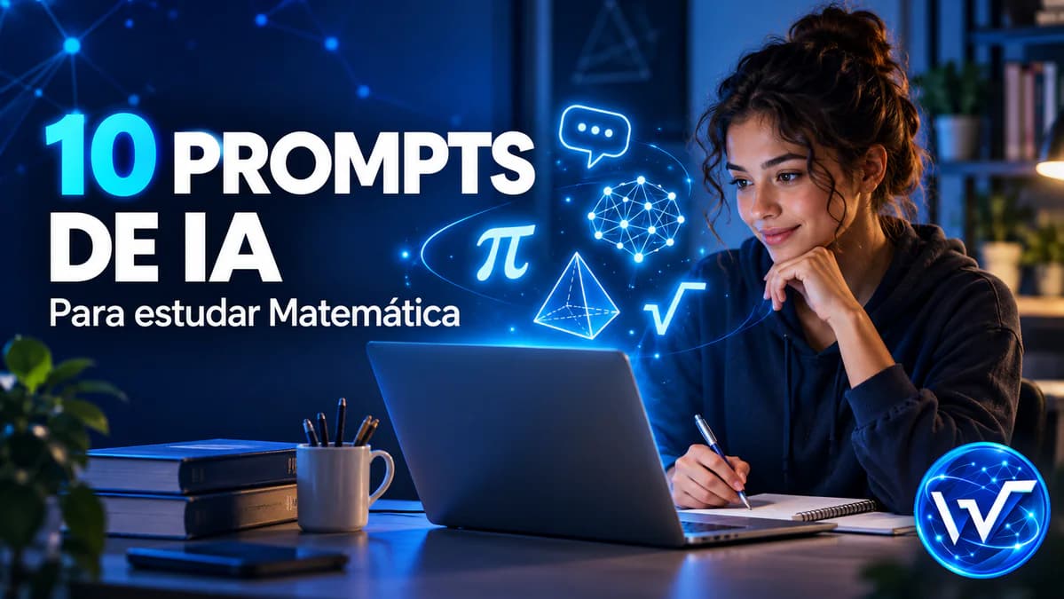 Estudante usando um notebook para estudar Matemática com apoio de prompts de inteligência artificial.