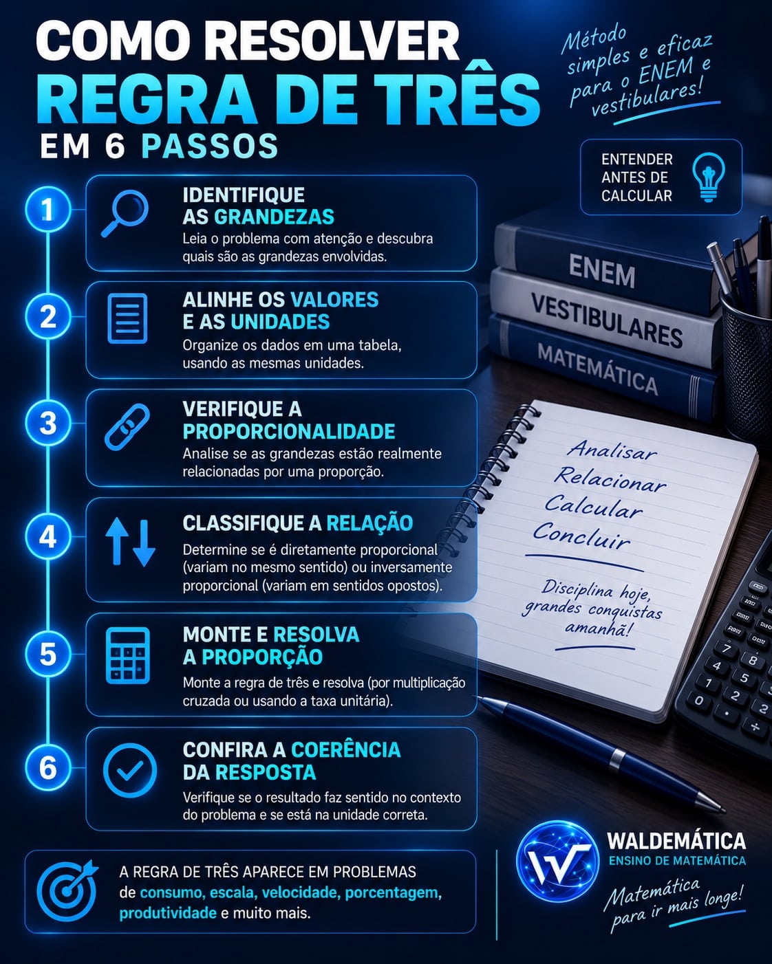 Etapas para resolver problemas de regra de três.